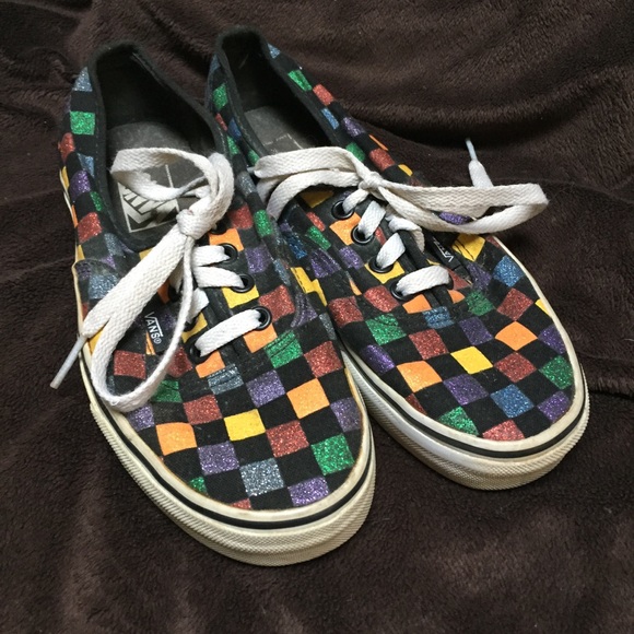 metallic checkered vans